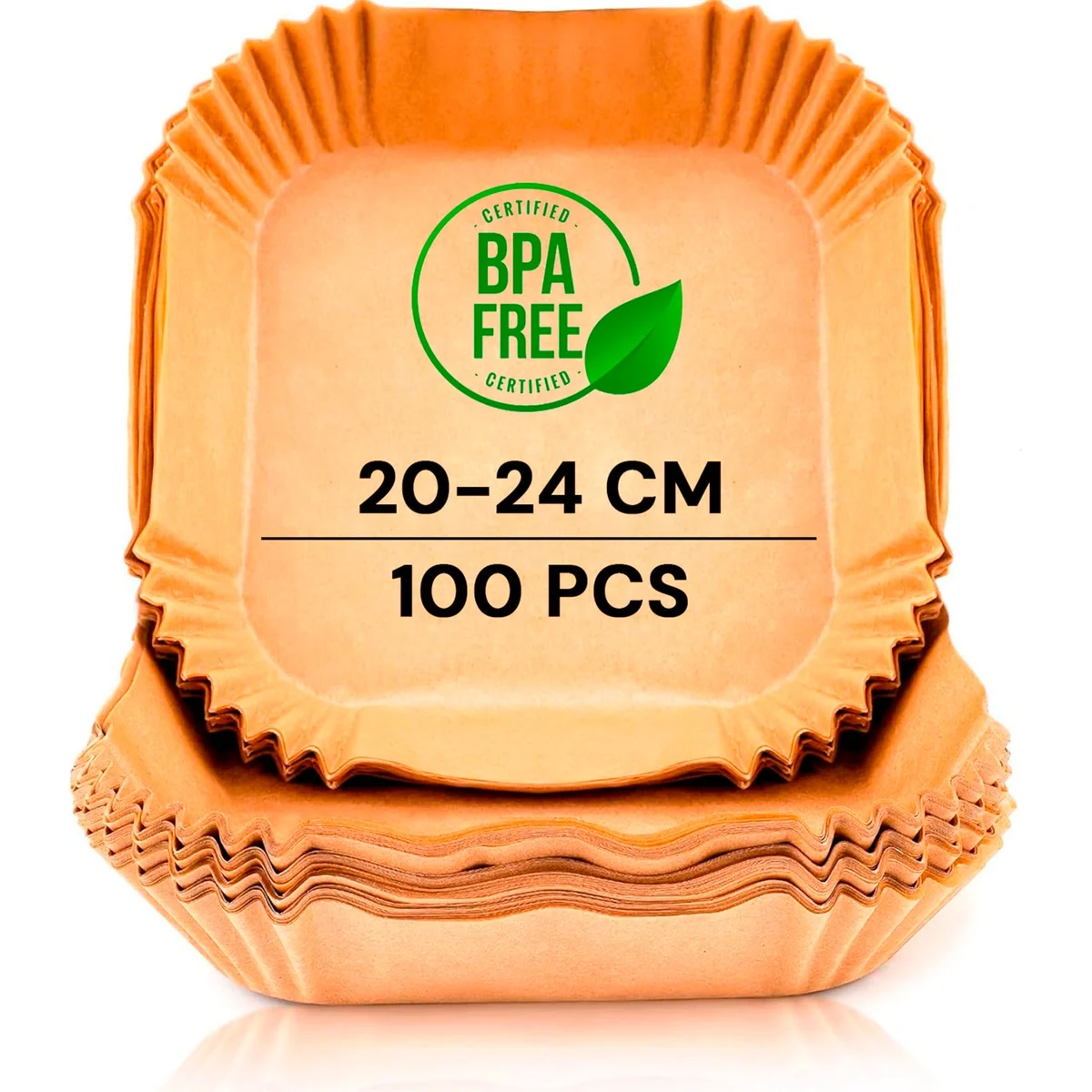 Papier cuisson carré 20-24 cm pour air fryer, 100 feuilles